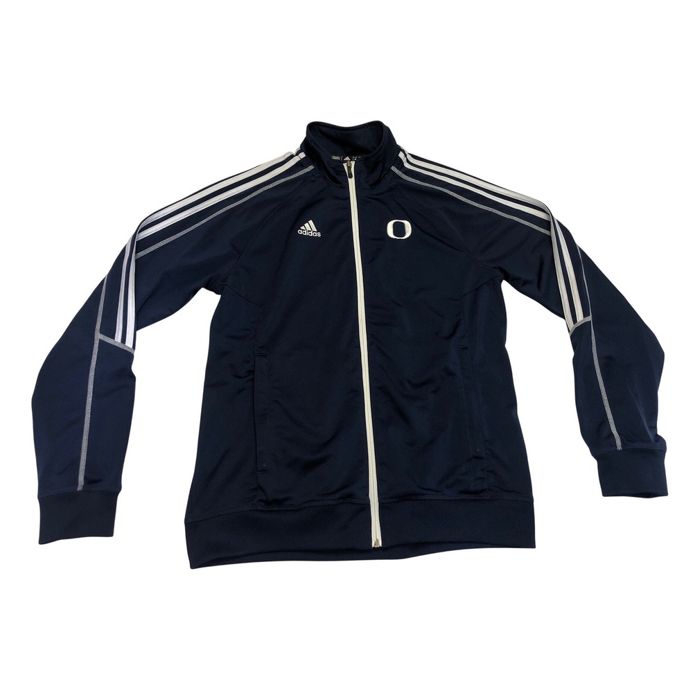Adidas Oregon Ducks Mens Navy Blue Full Zip Track Jacket 3-Stripes 6916A Medium